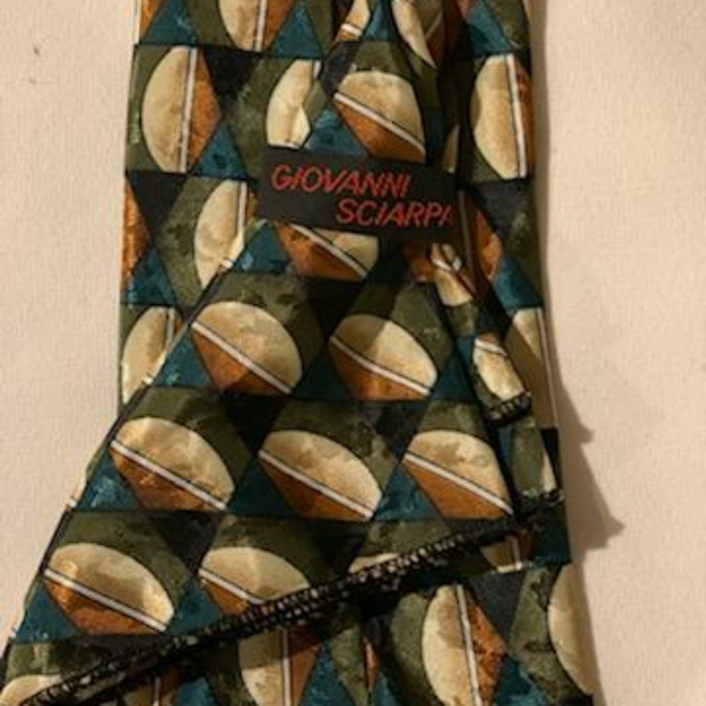 Men's green, tan and brown tie - Picture 2 of 2
